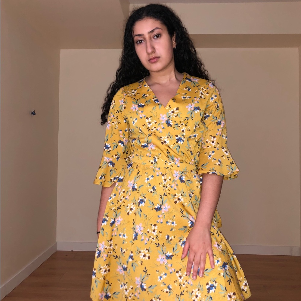 yellow spring/summer wrap dress